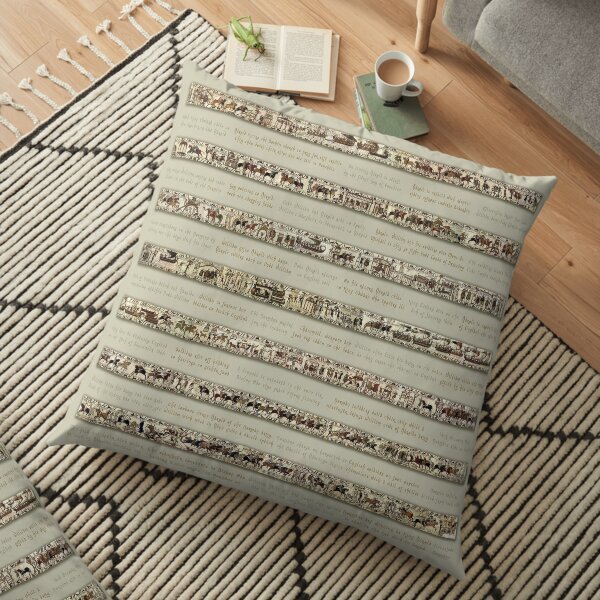Bayeux Tapestry Full Scenes On Beige Background Floor Pillow