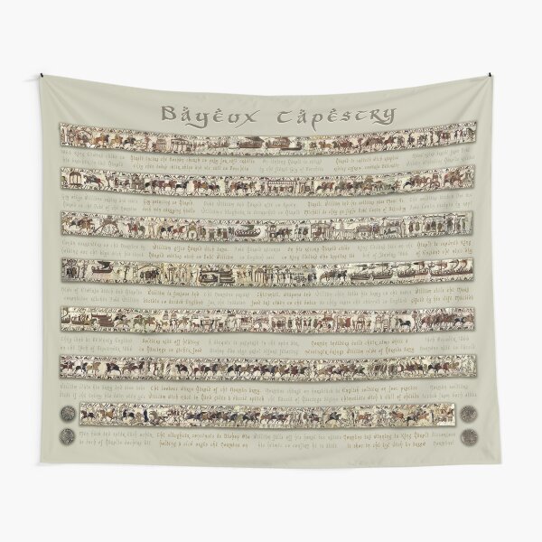 Bayeux Tapestry Full Scenes On Beige Background Tapestry