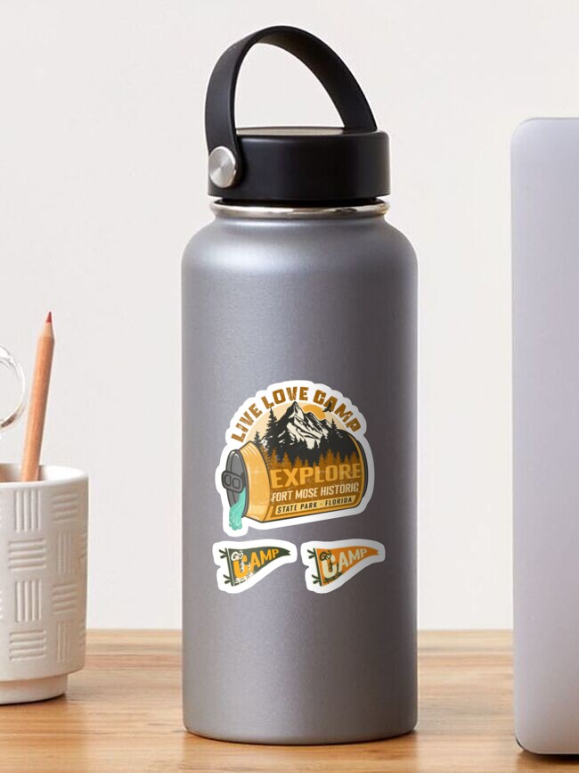 Thumbnail 1 of 3, Sticker, Fort Mose Historic State Park Florida Live Love Camp Retro In A Soda Camping Hiking Outdoor Adventure designed and sold by mountainfad.