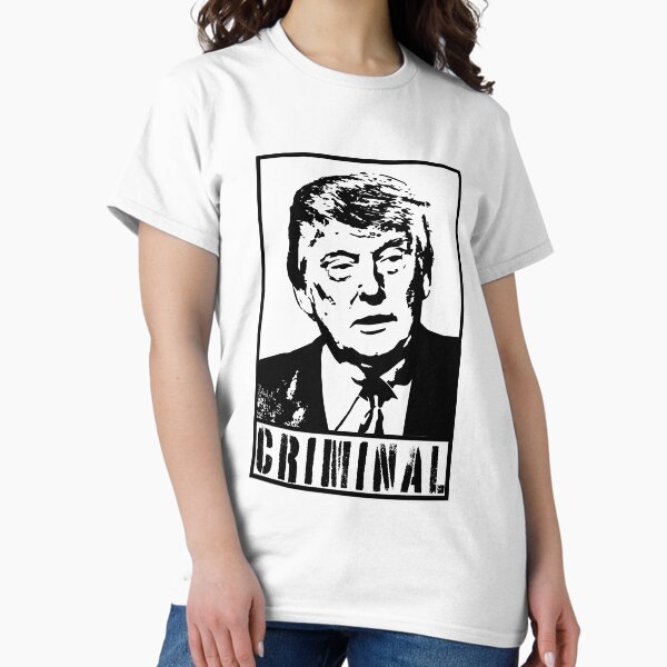 Vista previa del artículo con la obra «Trump es un criminal anti Trump», diseñado y vendido por GRAPHICxBOMB.