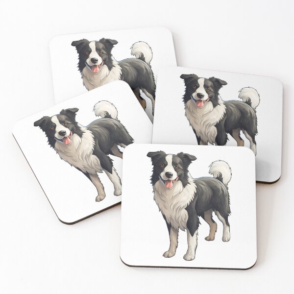 Item preview, Black and White Border Collie Dog Puppy Illustration designed and sold by meganohm.