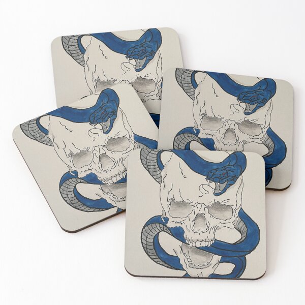 Item preview, Blue snake through skull designed and sold by Paintsby-button.