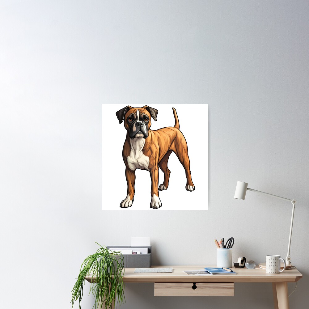 Fawn colored boxer puppy with black face and white markings standing in  alley Wall Art, Canvas Prints, Framed Prints, Wall Peels