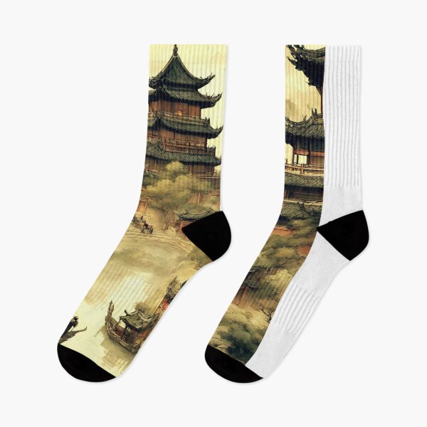 Item preview, Mountain Pagoda Ancient Scene designed and sold by stargazerhill.