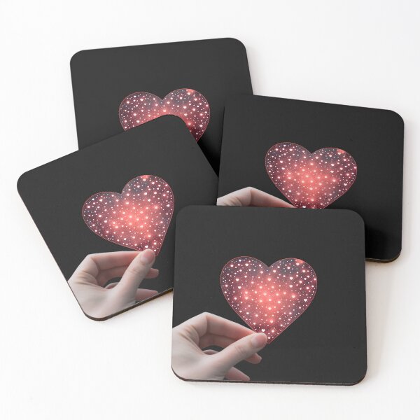 Item preview, A hand holding a red heart in the style luminous flickering light effects designed and sold by AI-Only Creations.