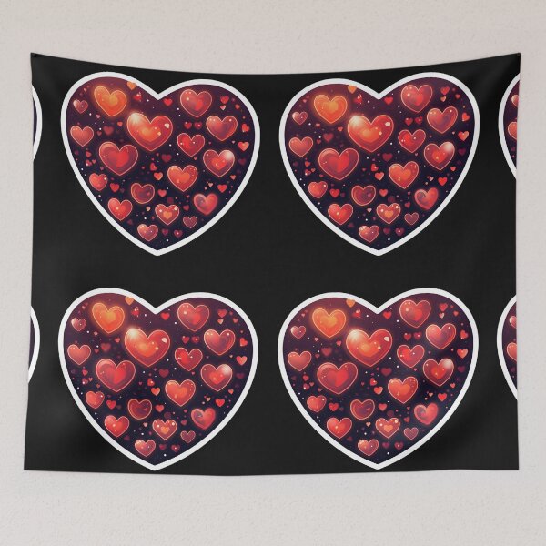 Item preview, Valentine sticker with red hearts in the style of dreamlike illustrations designed and sold by AI-Only Creations.
