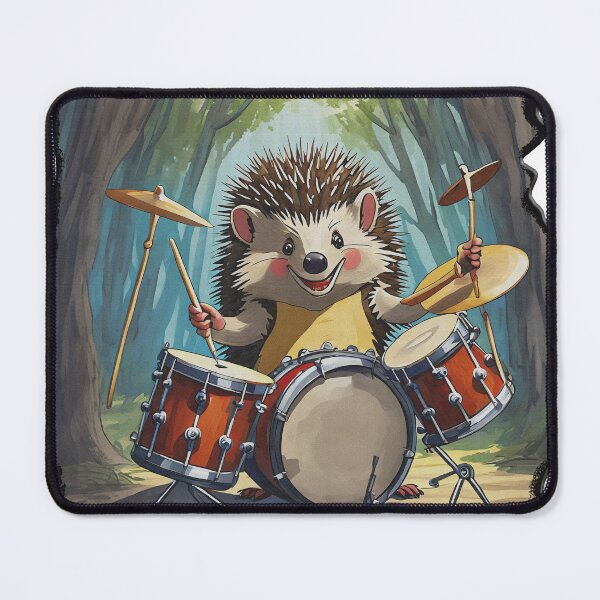 Item preview, hedgehog, hedgehog playing drums designed and sold by viper2605.