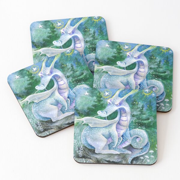 Item preview, Wintry dragon in a snowy landscape under the moon and stars. designed and sold by EmilyNewMoon.