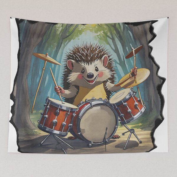 Item preview,  hedgehog, hedgehog playing drums designed and sold by viper2605.