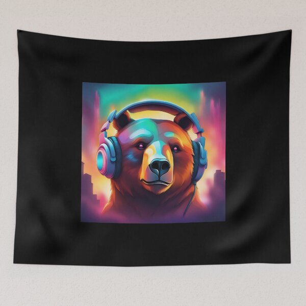 Item preview, Bear In Headphones Gradient designed and sold by GleamingGiant.