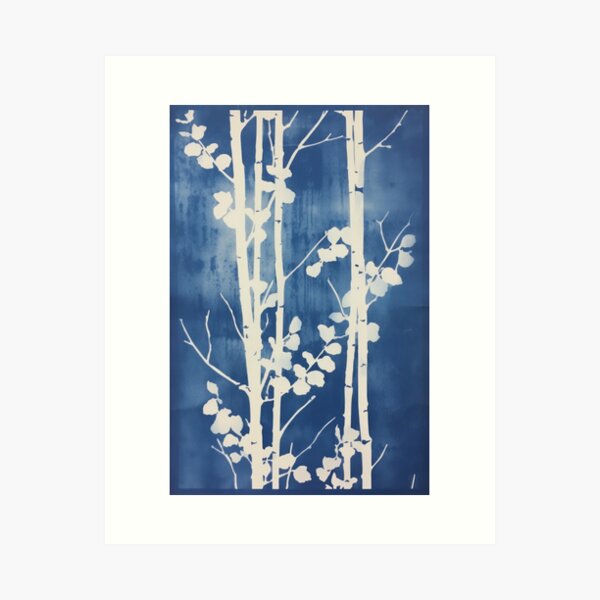 Item preview, Birch pattern cyanotype designed and sold by Metapaleta.