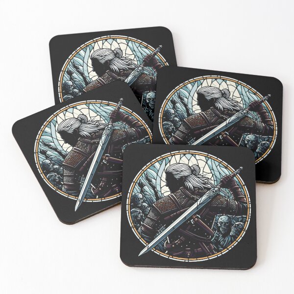 Item preview, Stained Glass Monster Slayer Fights Undead - Dark Fantasy designed and sold by Fenay Designs.