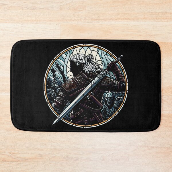 Item preview, Stained Glass Monster Slayer Fights Undead - Dark Fantasy designed and sold by Fenay Designs.