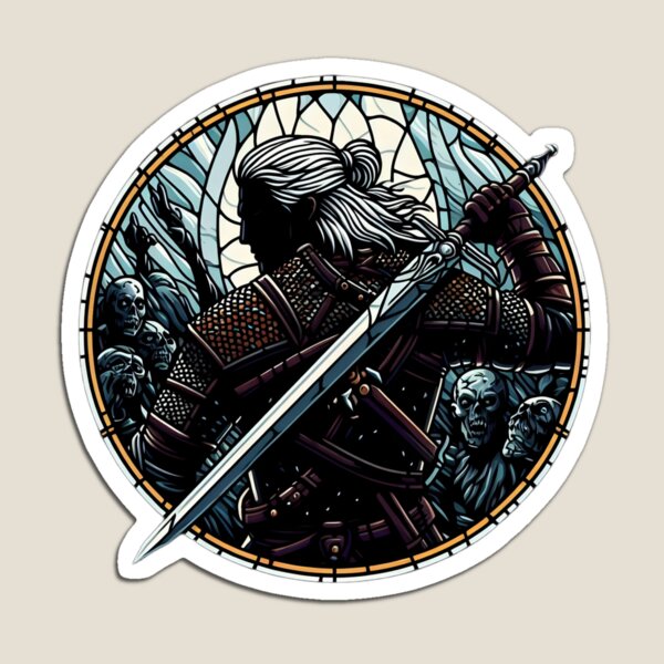 Item preview, Stained Glass Monster Slayer Fights Undead - Dark Fantasy designed and sold by Fenay Designs.