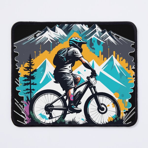 Item preview, Bike Art: Cyclist Riding Down Mountain Road designed and sold by HoruxDesign.