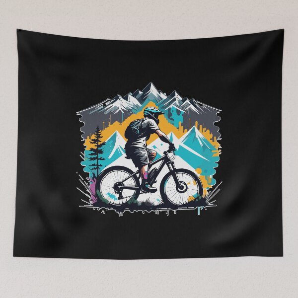 Item preview, Bike Art: Cyclist Riding Down Mountain Road designed and sold by HoruxDesign.