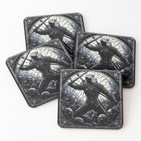 Item preview, Stained Glass Epic Battle - Monster Slayer - Dark Fantasy designed and sold by Fenay Designs.