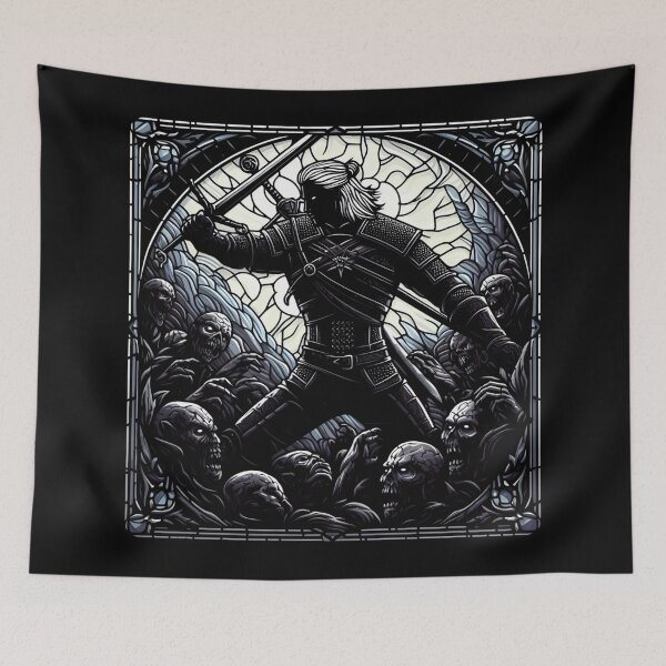 Item preview, Stained Glass Epic Battle - Monster Slayer - Dark Fantasy designed and sold by Fenay Designs.