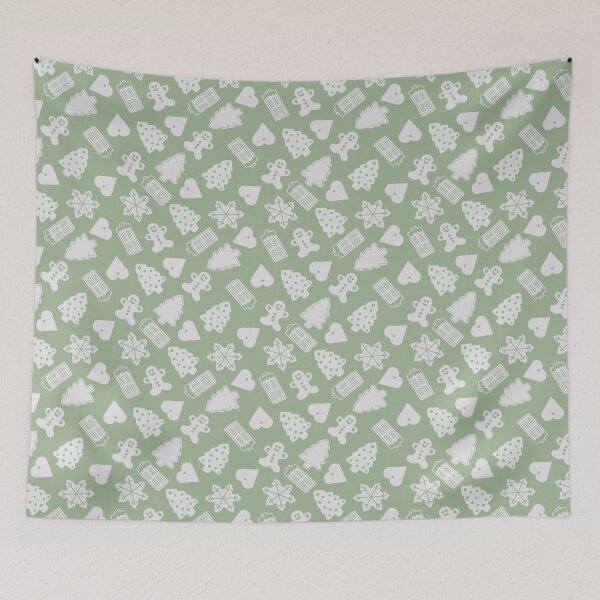 Item preview, Christmas cookies pattern white on sage green designed and sold by Ninaeva.