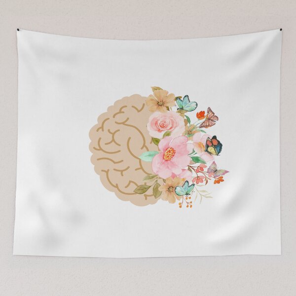 Item preview, Blooming brain with flowers and butterflies design  designed and sold by ArtfulGallery1.