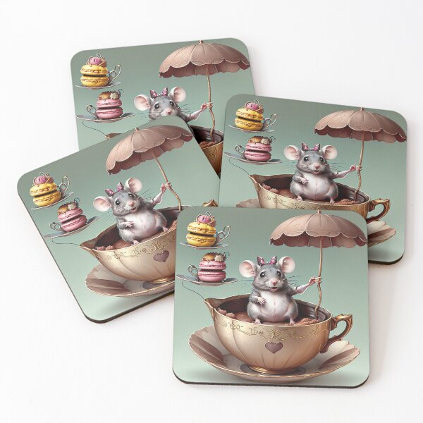 Item preview, Mouse Tea kids vintage cute animal children retro cookie designed and sold by Cyber Kids.