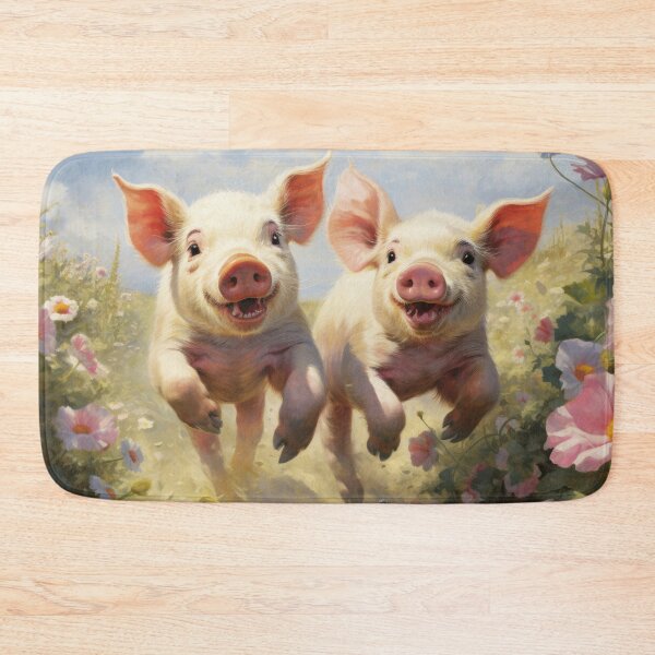 Item preview, happy pigs piglets on a summer meadow designed and sold by WallyPink.