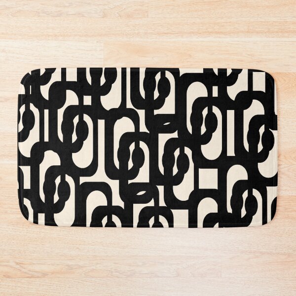 Item preview, Mid Century Modern Loop Pattern in Black and Almond Cream designed and sold by kierkegaard.