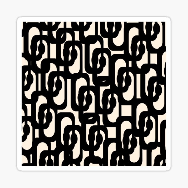 Item preview, Mid Century Modern Loop Pattern in Black and Almond Cream designed and sold by kierkegaard.