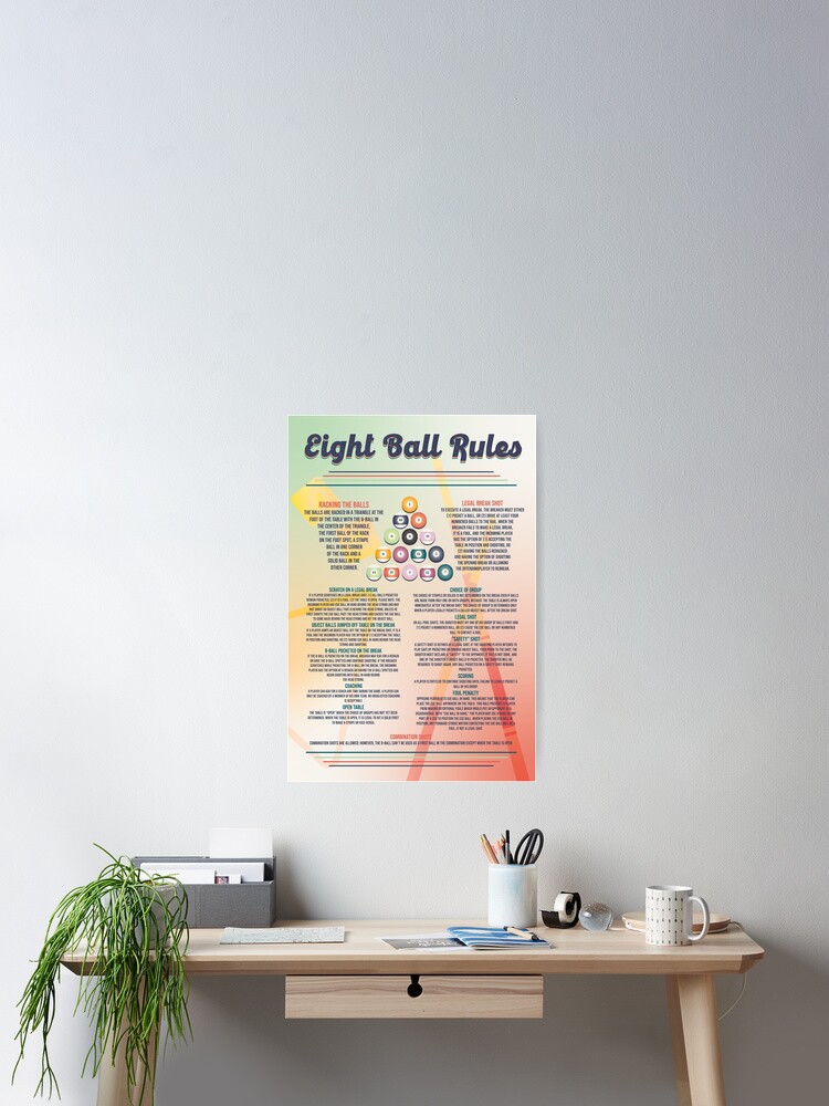 Modern Retro eight ball pool rules poster Poster