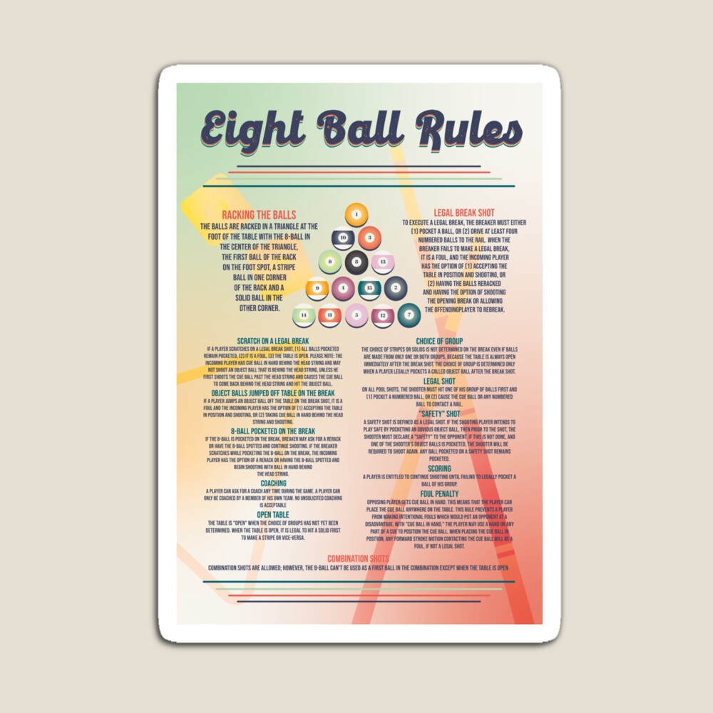 8-ball rules poster Art Board Print for Sale by Courtney Nicholls