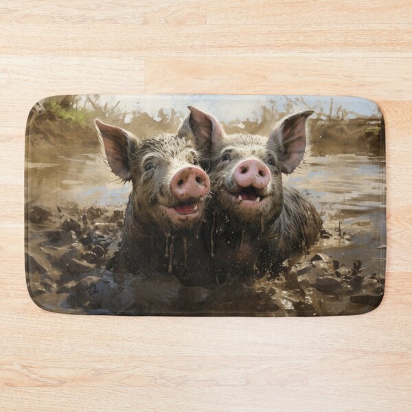 Item preview, happy cute pigs in the mud designed and sold by WallyPink.