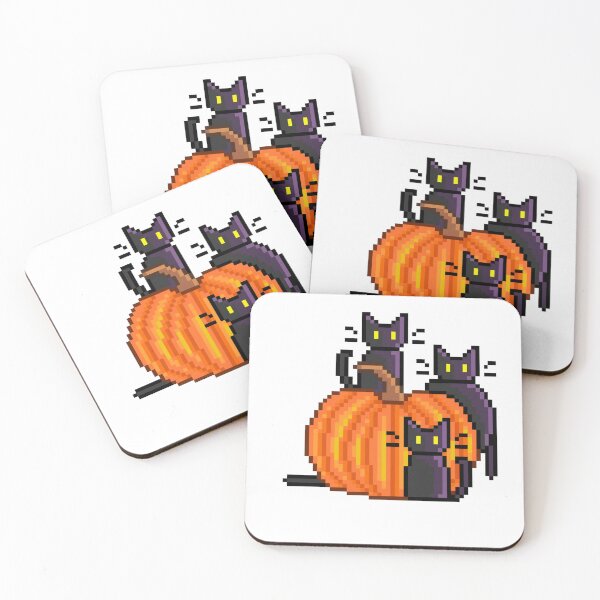 Item preview, halloween cats pixel art designed and sold by BashPIXIE.