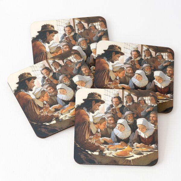 Item preview, Pilgrims Praying over Thanksgiving Meal designed and sold by dcrc.