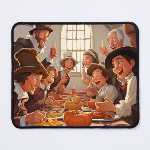 Item preview, Cartoon Pilgrims around the Thanksgiving Table designed and sold by dcrc.