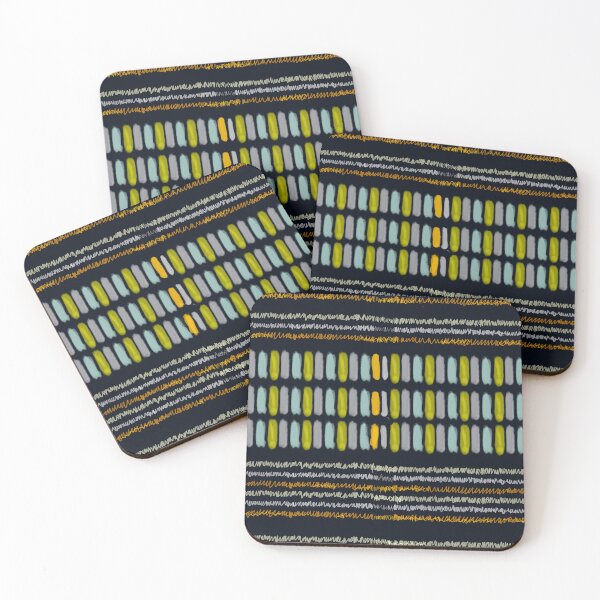 Item preview, Boho Hand-Drawn Waves and Stripes Green/Blue/Yellow designed and sold by ara-designs.