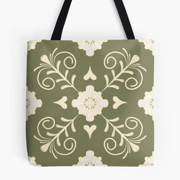 Aperçu de l'œuvre Design de carrelage de type méditerranéen en vert olive avec des tons ivoire et écru créée et vendue par OaktreeStudio.
