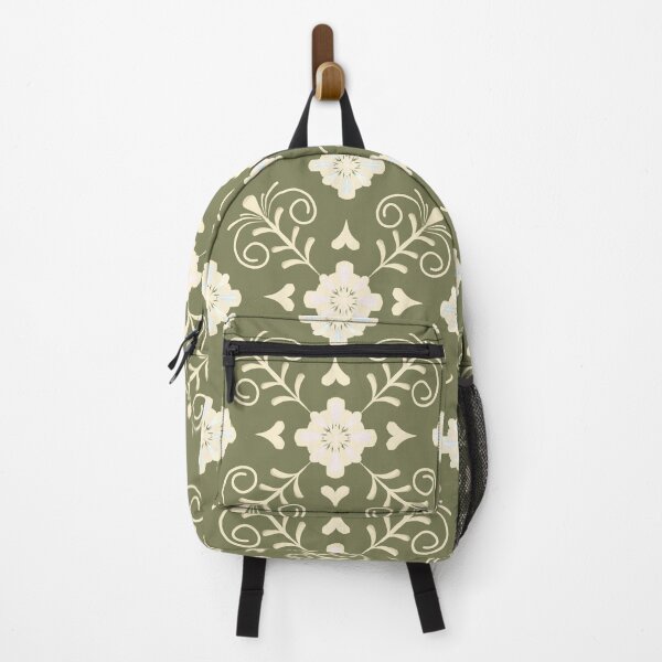 Item preview, Mediterranean Like Tile Design in Olive green with ivory and ecru tones designed and sold by OaktreeStudio.