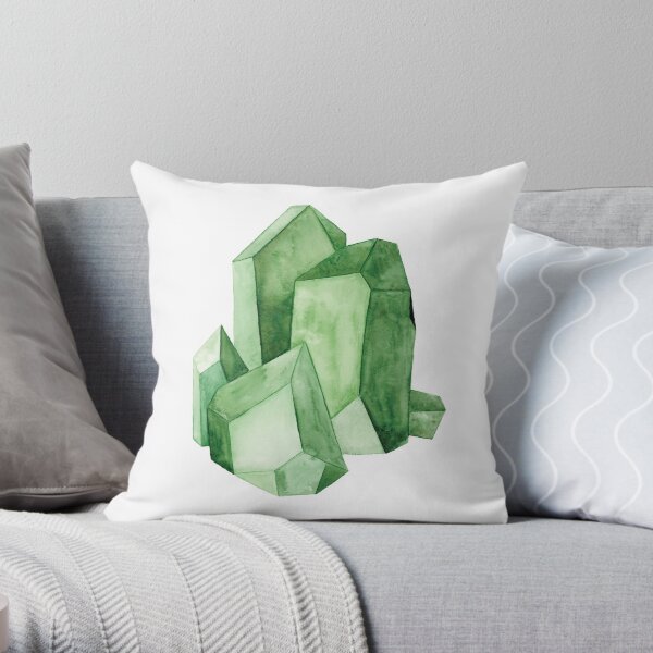 Watercolor Emerald Cluster Throw Pillow