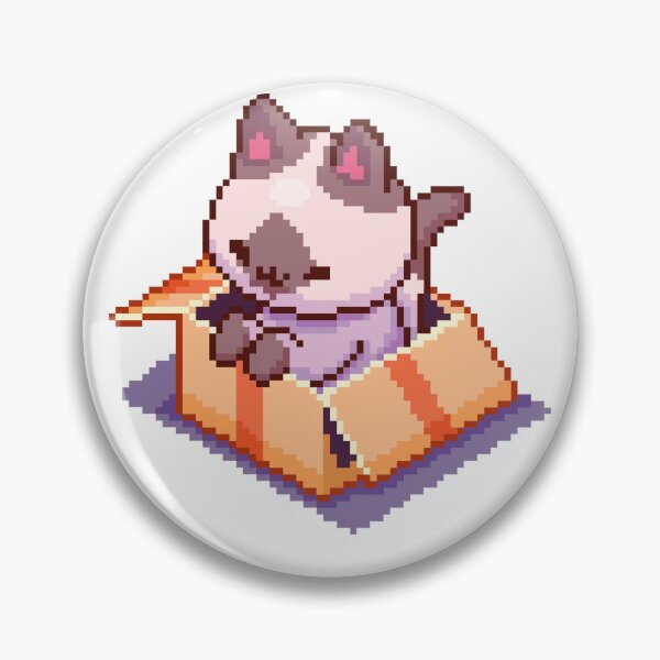 Item preview, cute cat in box pixel art designed and sold by BashPIXIE.