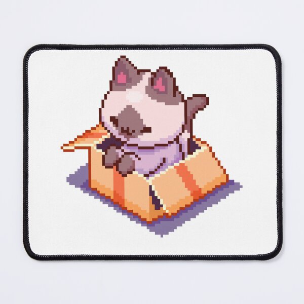 Item preview, cute cat in box pixel art designed and sold by BashPIXIE.