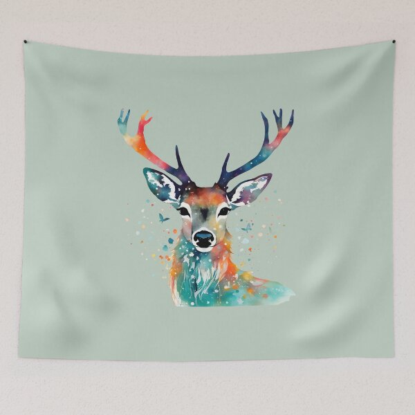 Item preview, Enchanted Deer Whimsy Design Modern Art illustration designed and sold by StickyBastardz.