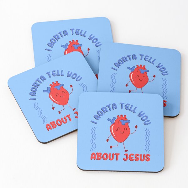 Item preview, I AORTA TELL YOU ABOUT JESUS - Happy Heart - Christian Pun - Red & Blue designed and sold by Glory After Tears.