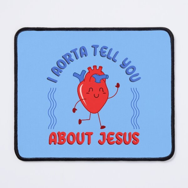 Item preview, I AORTA TELL YOU ABOUT JESUS - Happy Heart - Christian Pun - Red & Blue designed and sold by Glory After Tears.