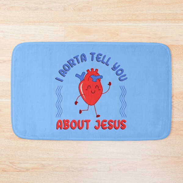 Item preview, I AORTA TELL YOU ABOUT JESUS - Happy Heart - Christian Pun - Red & Blue designed and sold by Glory After Tears.