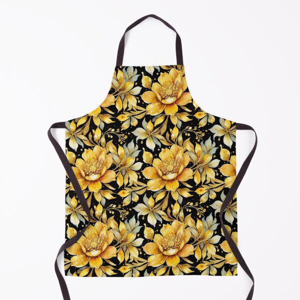 Artikelvorschau, Aquarell goldene Blumen, Tapetenmuster entworfen und verkauft von ChaosEdits.