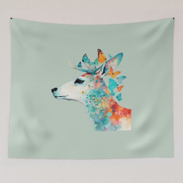 Item preview, Enchanted Deer Wimsy Design Modern Art illustration 002 designed and sold by StickyBastardz.