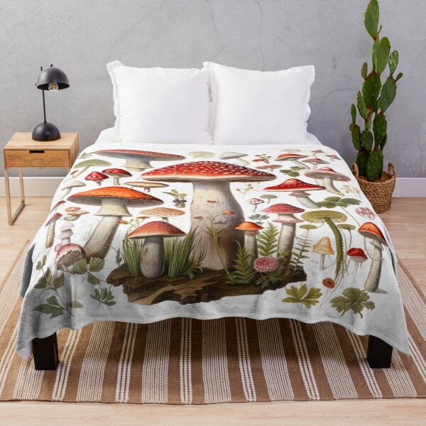 Item preview, Botanical forest mushroom pattern Amanita muscaria fungi designed and sold by OliveAndSnow.