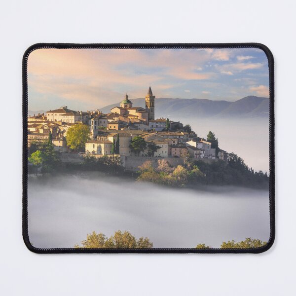 Item preview, Trevi picturesque village in a foggy morning. Umbria, Italy designed and sold by Stefano Orazzini.