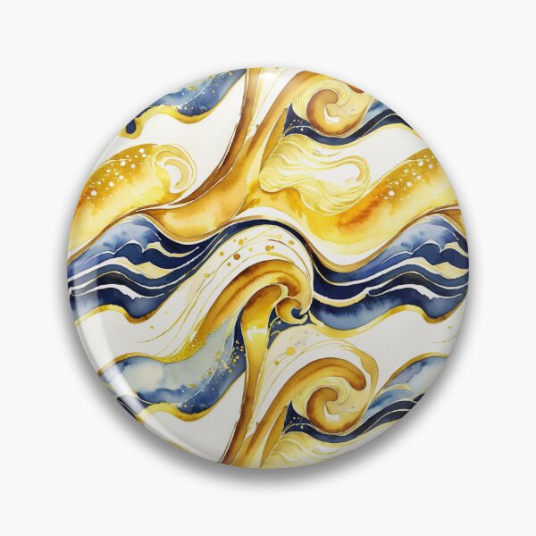 Item preview, Abstract Watercolor pattern, golden waves wallpaper designed and sold by ChaosEdits.