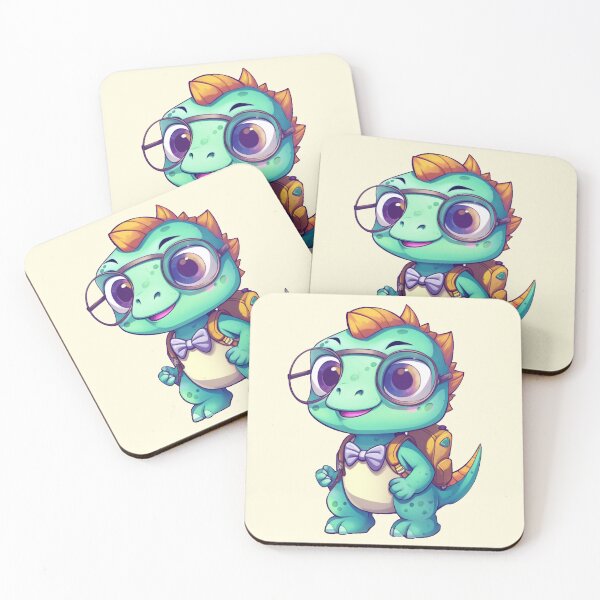Item preview, Cute Green Dinosaur with Glasses and Backpack designed and sold by minjagoods.